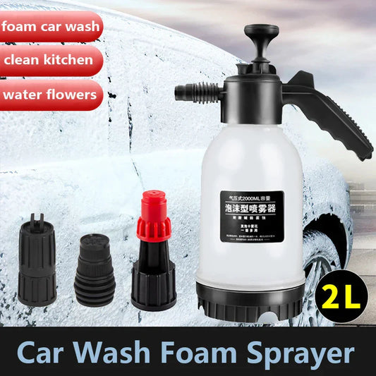 2L Car Wash Foam Sprayer Manual pressurization Hand Pump Water Can Snow Foam Lance with 3 Nozzles for Water Flowers House Clean