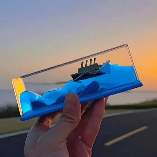 Creative Cruise Ship Fluid Drift Bottle Desktop Decorate Hourglass Car Ornament Gift