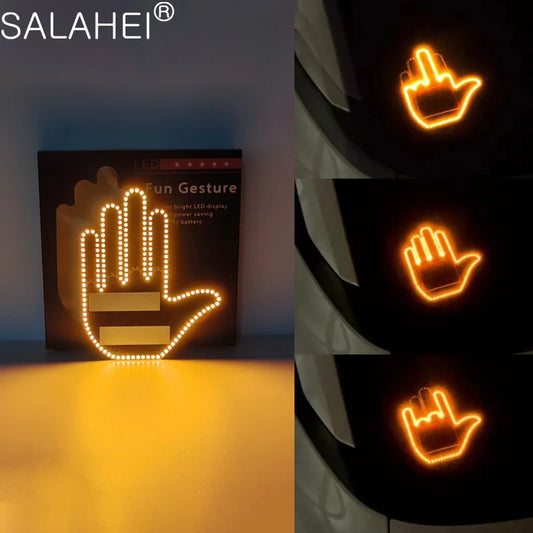 New LED Illuminated Gesture Light Car Finger Light With Remote Road Rage Signs